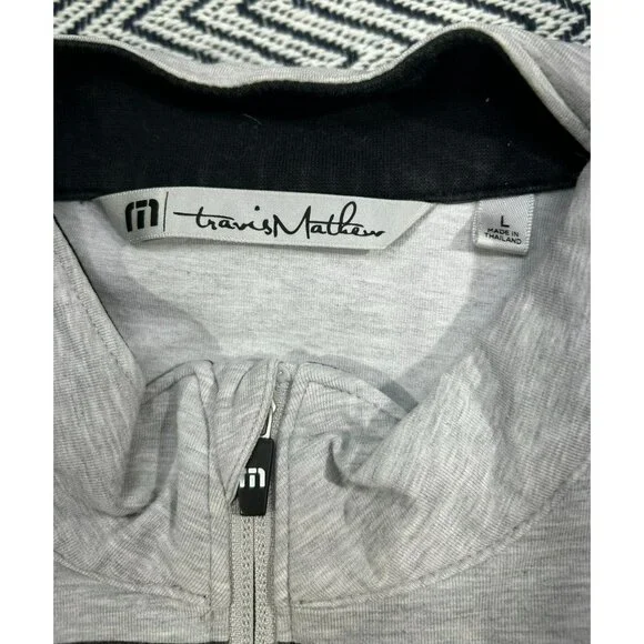 Travis Mathew Quarter Zip Striped Performance Pullover Gray Black Red L - Picture 3 of 6